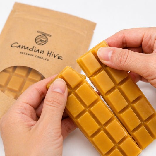100% Pure Canadian Beeswax Bar(Chocolate Shape) – Cosmetic Grade – Additive & Fragrance-Free, All Natural Chunks, 100 g (3.52 oz) Beeswax for Candle Making, Soap, Crafts, Beauty - Safe and Easy to Melt