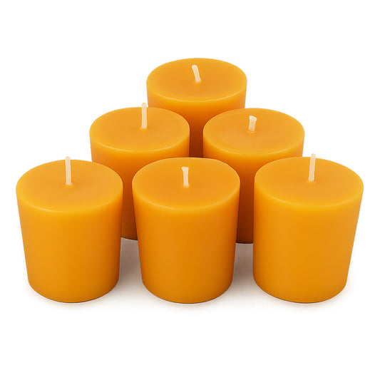 Pure Canadian Beeswax Votives Candles - 6 Pack - Cotton Wicks - Canadian Hive - Meditation and Home Decor, Organic, No-Drip, Smoke-Less, Dye-Free