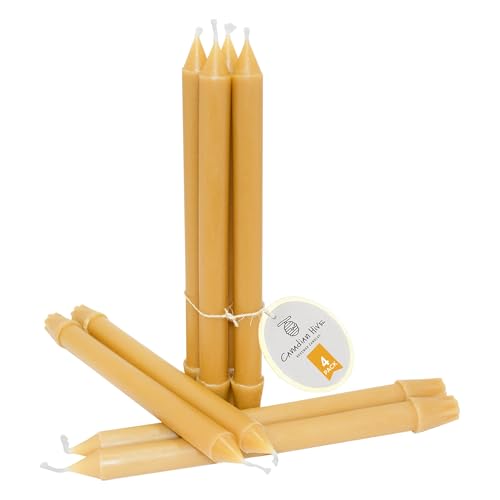 4pcs 100% Pure Beeswax Candles for Church Prayer, Candles Orthodox, Ritual, Christmas, Easter, Meditation and Home Decor - Organic, No-Drip, Smoke-Less,Dye-Free – 25.5 cm, Ø 2 cm