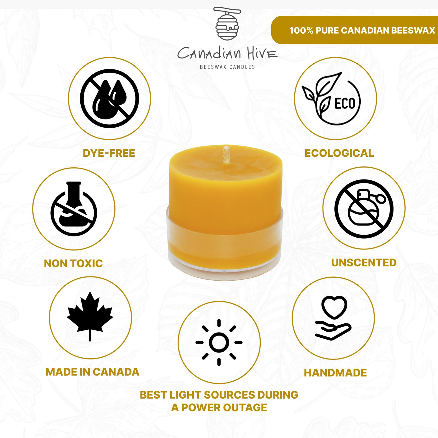 2pcs 100% Pure Canadian Beeswax Pillar Candle - MidiPillar - Canadian Hive - Cotton Wicks - Meditation and Home Decor, Organic, No-Drip, Smoke-Less, Dye-Free