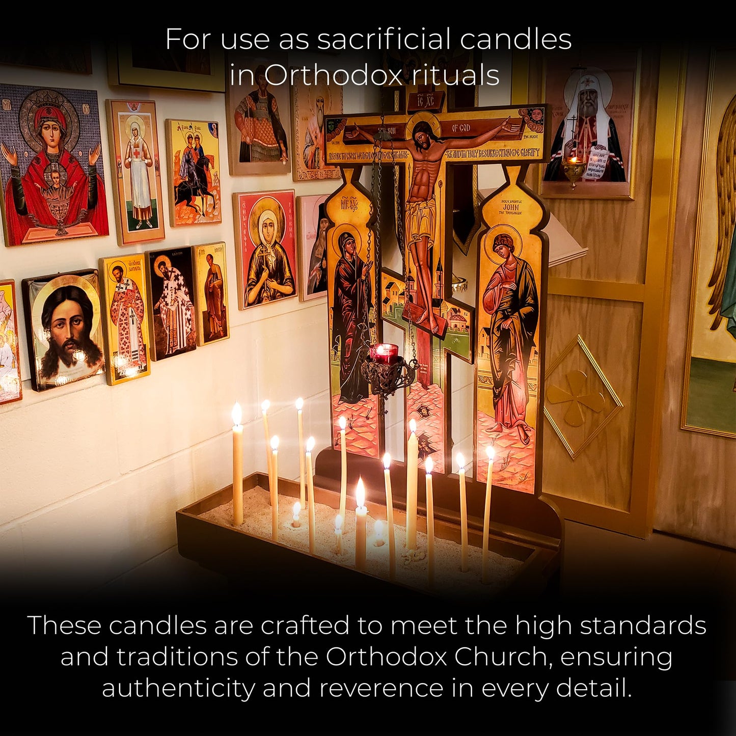 12pcs 100% Pure Beeswax Candles for Church Prayer, Candles Orthodox, Ritual, Christmas, Easter, Meditation and Home Decor - Organic, No-Drip, Smoke-Less,Dye-Free – 25.5 cm, Ø 1 cm